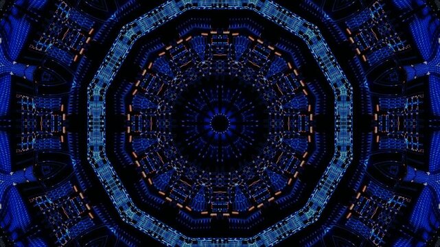 Futuristic abstract blue technology background featuring a binary code data tunnel pattern, creating a digital network illustration