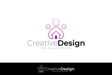 House logo and family care design template, line design