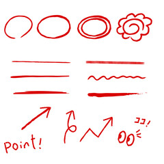 ラフな手描きの赤ペンイラスト素材