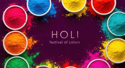 Vibrant holi colors powder in bowls celebratory festival of colors joyful festival illustration