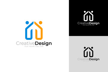 People care logo and house design combination, simple logos