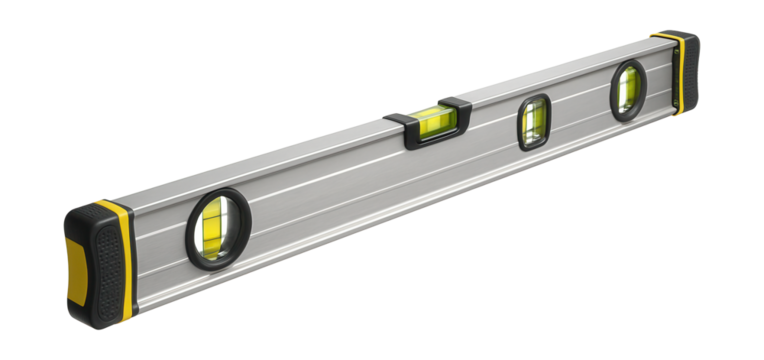Two-meter level with extra grips for enhanced stability in large construction projects.