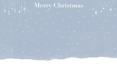 グレーの背景に雪が降るクリスマスカードテンプレート