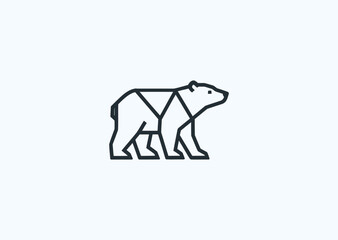 A line simple polar bear logo representing strength, endurance, and purity, depicted in clean minimal vector strokes for a modern aesthetic