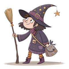 Witch Costume Mascot, Isolated on transparent background