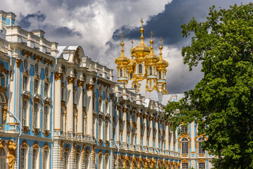 Catherine Palace, Museum Tsarskoye Selo, Catherine Park, Baroque 18th-century palace with large...