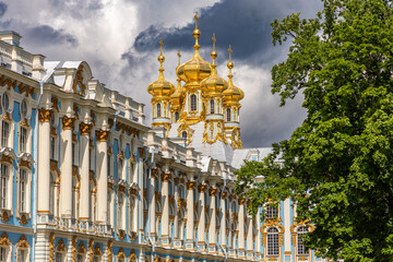 Catherine Palace, Museum Tsarskoye Selo, Catherine Park, Baroque 18th-century palace with large...
