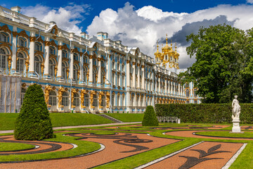 Catherine Palace, Museum Tsarskoye Selo, Catherine Park, Baroque 18th-century palace with large...