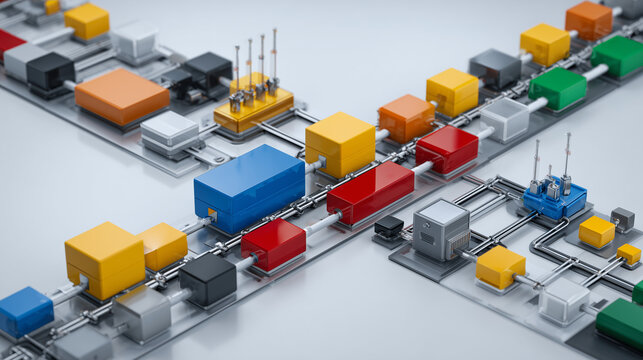 Process Scheduler Visualization - Multicolored Parallel Computing Threads and Workflow Optimization