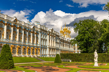 Catherine Palace, Museum Tsarskoye Selo, Catherine Park, Baroque 18th-century palace with large...