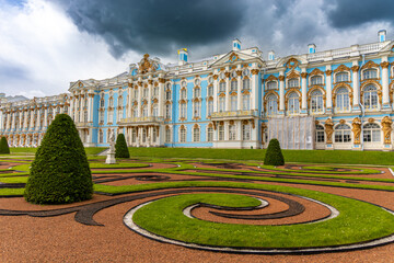 Catherine Palace, Museum Tsarskoye Selo, Catherine Park, Baroque 18th-century palace with large...