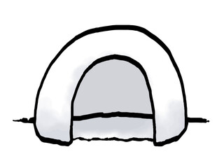 かまくらのイラスト （筆タッチ） 冬 日本文化 /  Kamakura - Hand-painted Brush Style