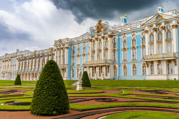 Catherine Palace, Museum Tsarskoye Selo, Catherine Park, Baroque 18th-century palace with large...
