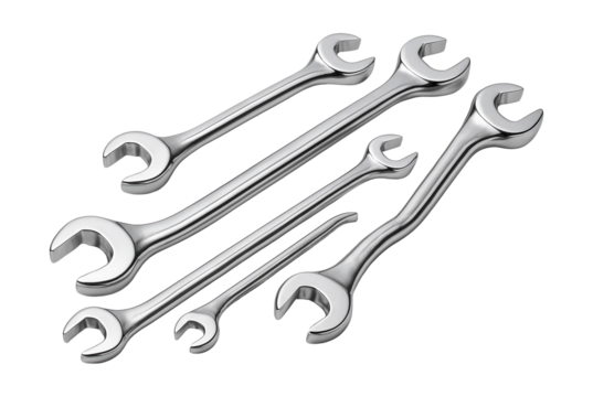 Offset wrench set designed for accessing tight spaces in bike frames.
