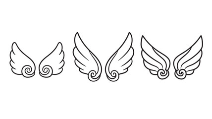 Elegant collection of stylized wings perfect for design projects on transparent background silhouette