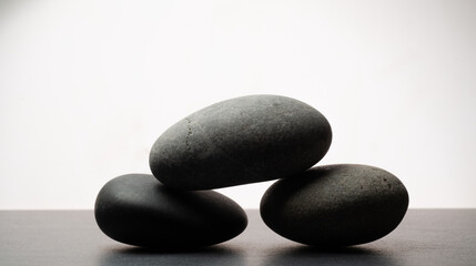 natural stones in a composition for a cosmetic podium background