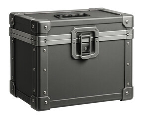 Metal-reinforced modular case with padlock holes for secure storage in a garage.