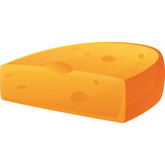 A Piece Of Orange Cheese With Holes On A Transparent Background