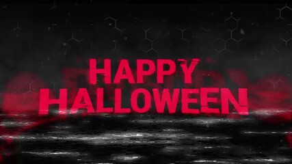 Happy Halloween red glitch text design on dark background, spooky digital distortion effect for horror theme posters, party invitations, scary night visuals, and Halloween celebration graphics.