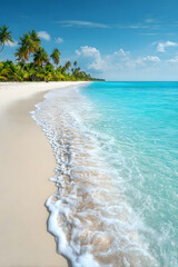 Tropical Paradise Beach with Turquoise Water and Palm Trees