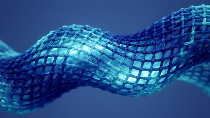 Abstract blue mesh structure with glowing light futuristic design element technology background