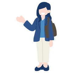 案内をするビジネスパーソン[女性]のフラットなイラスト
