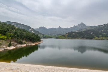 Scenic lake in Dazhu Mountain Scenic Area in Qingdao Shandong Province