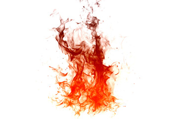 Abstract red fire flames isolated on transparent background