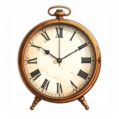 clock illustration, simple and elegant, white background