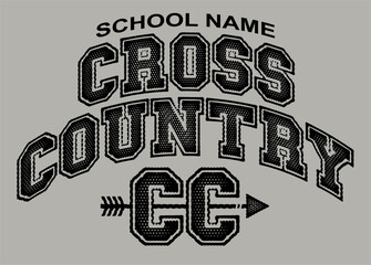 cross country team design with arrow for school, college or league sports
