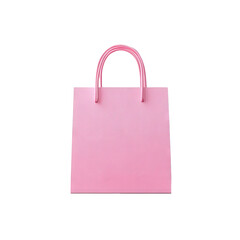 Pink shopping bag with handles, isolated on black space