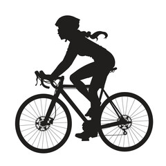 Silhouette of a woman cyclist riding a bicycle