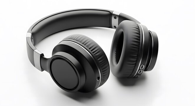 Wireless Headphones Isolated on White Background Audio Tech and Listening Experience Concept