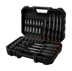 Durable screwdriver and socket set in a sturdy case for off-road vehicle maintenance.