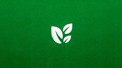 Clean eco leaf logo green background minimalist icon nature symbol sustainable concept organic design white emblem eco friendly fresh style modern graphic. Clean eco leaf logo green background
