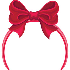 A Red Ribbon Bow Headband With A Transparent Background For Fashion Accessories Or Holiday...