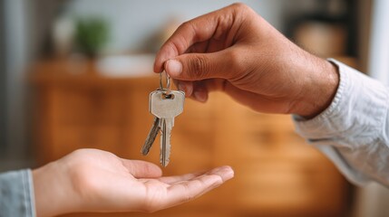 home construction process concept homeowner receiving keys from agent celebrating new home ownership with joy