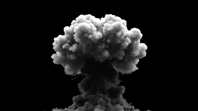 A massive mushroom cloud explosion against a stark black background, symbolizing destruction and power vector illustration