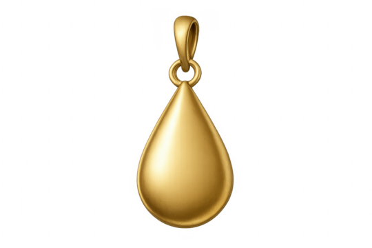 Gold teardrop pendant jewelry on transparent background