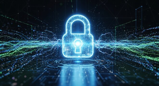 Futuristic glowing padlock illustrations symbolizing cybersecurity, data protection, and online privacy in vibrant colors. Perfect for tech, IT, and security-themed projects.