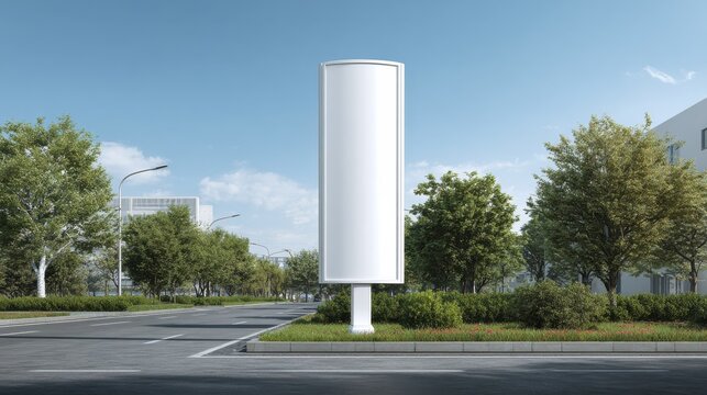 blank white pylon banner mockup front view isolated 3d rendering empty outdoor signage mock up clear street poster billboard for advertising
