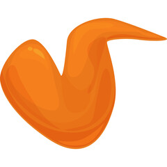 Single Fried Chicken Wing Icon with Golden Orange Glaze and Glossy Texture on Transparent Background Simple Flat Design