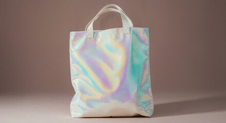 Holographic Tote Bag: Capturing the ethereal shimmer of a holographic tote bag, this image invites to add a touch of futuristic flair to everyday life.