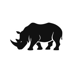 Fototapeta premium Vactor illustration vector art of silhouette of a rhinoceros standing in profile