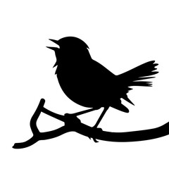 Fototapeta premium Vactor illustration vector art of silhouette of a bird singing on a branch
