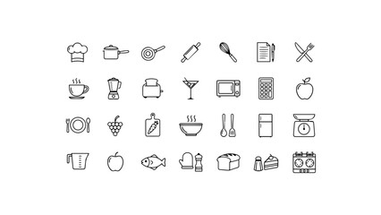 Minimalist Food and Kitchen Icons Set