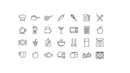 Minimalist Food and Kitchen Icons Set