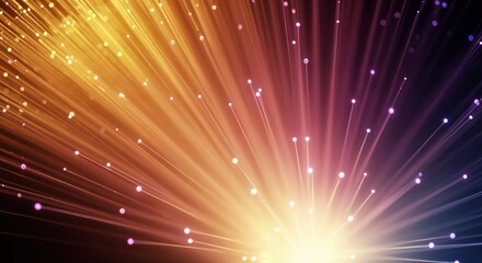 Fototapeta premium Abstract Fiber Optics: Captivating image showcases a mesmerizing display of light radiating outward, symbolizing energy, connectivity, and data transfer.
