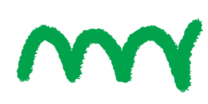 Green handwritten letter m isolated on transparent background