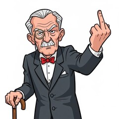 Illustration of cartoon character with middle finger isolated on white background